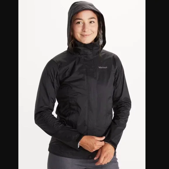 Marmot Women's PreCip Eco Jacket Size S Black Waterproof Taped Seams Hood - Picture 10 of 13
